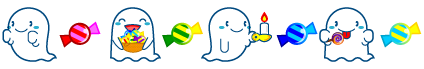 ゴーストとキャンディのライン・罫線イラスト