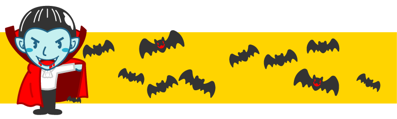 ドラキュラとコウモリのライン・罫線イラスト