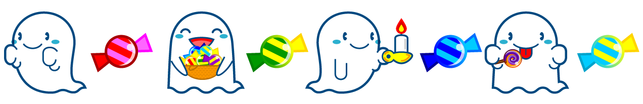 ゴーストとキャンディのライン・罫線イラスト