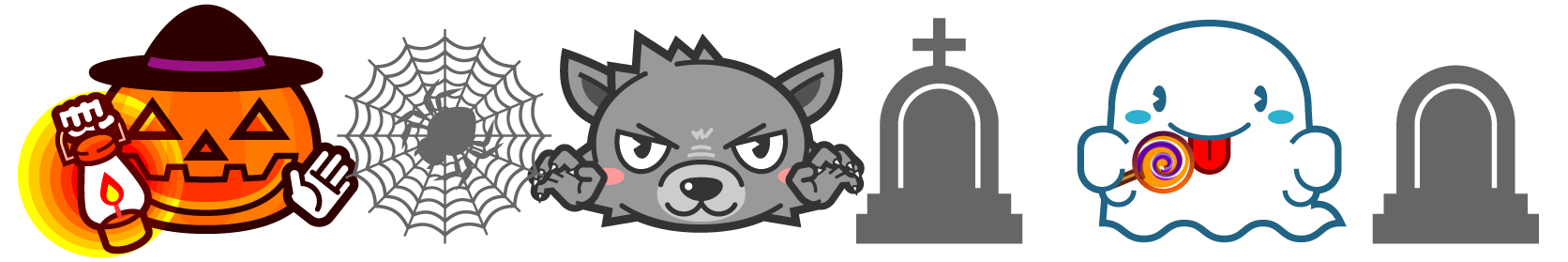 モンスターと墓のライン・罫線イラスト2