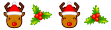 赤鼻のトナカイと柊のライン・罫線イラスト