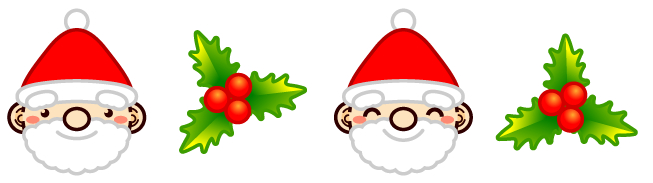 サンタクロースと柊のライン・罫線イラスト