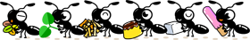 蟻の行列イラスト/いろいろな物を運ぶ