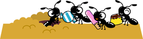 餌を巣に運ぶ蟻イラスト