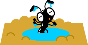 水たまりに入った蟻イラスト