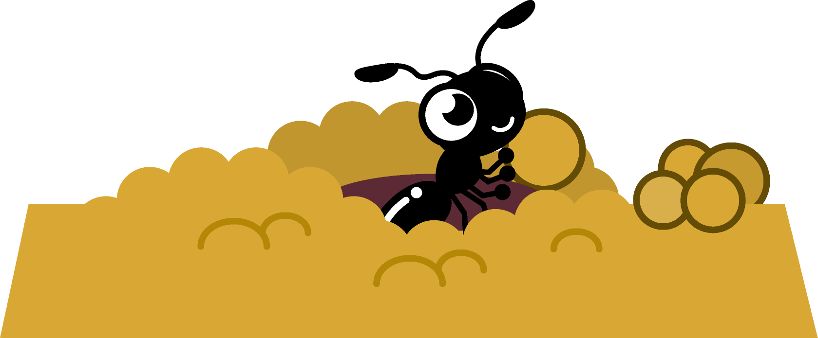 巣の中から泥を地上に出す蟻イラスト