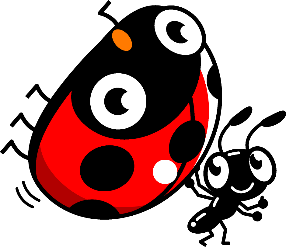 テントウムシを持ちあげる蟻はイラスト
