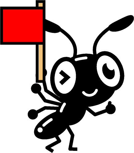 赤い旗を持つ蟻イラスト