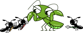 カマキリと戦う蟻イラスト