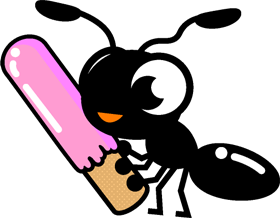 お菓子を運ぶ蟻イラスト