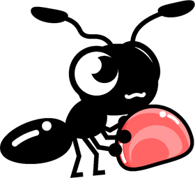 お菓子のグミを運ぶ蟻イラスト