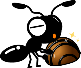 丸いチョコレートを運ぶ蟻イラスト