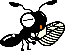 虫の羽根を運ぶ蟻イラスト