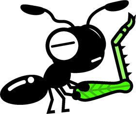 バッタの脚を運ぶ蟻イラスト