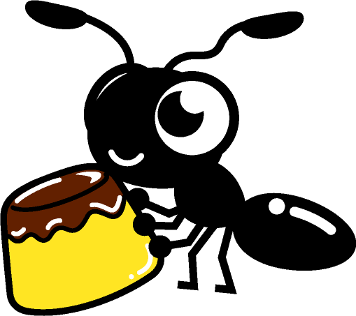 プリンを運ぶ蟻イラスト