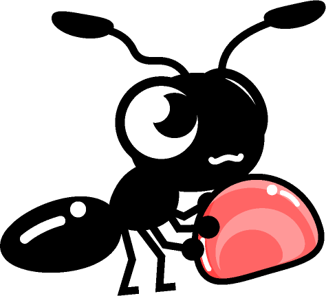 お菓子のグミを運ぶ蟻イラスト