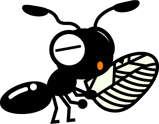 虫の羽根を運ぶ蟻イラスト