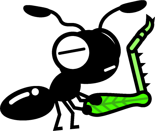 バッタの脚を運ぶ蟻イラスト