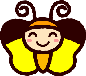 かわいいチョウチョのイラスト_ニッコリ
