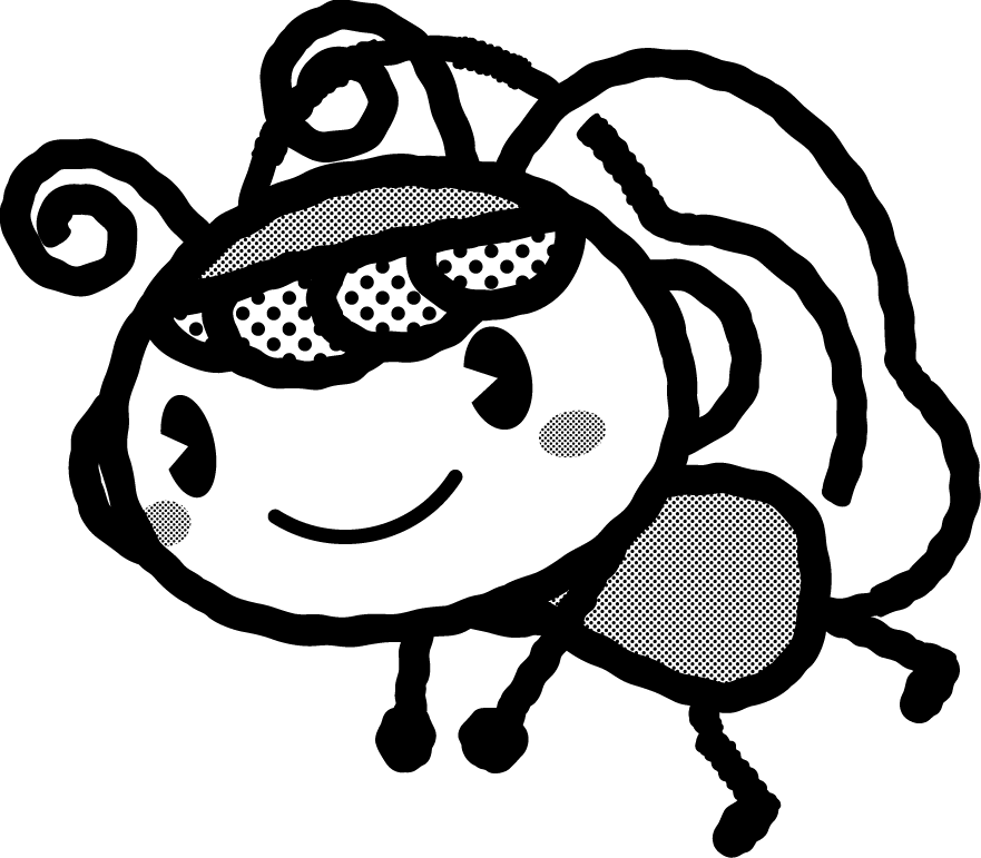 かわいい虫イラスト_チョウチョ2_モノクロ（白黒）