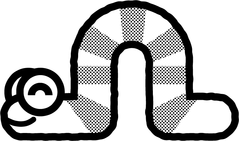 かわいいイモムシのイラスト_モノクロ(白黒)