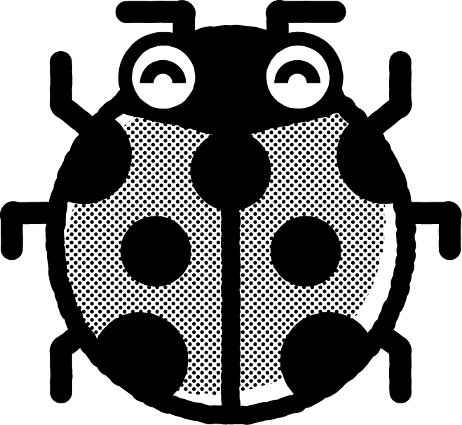 かわいいテントウムシのイラスト_モノクロ(白黒)