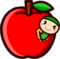 かわいい芋虫のイラスト_リンゴ