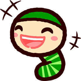 かわいい芋虫のイラスト_笑う2
