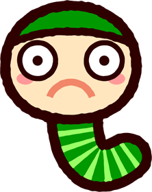 かわいい芋虫のイラスト_目を見開く