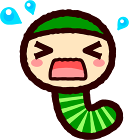 かわいい芋虫のイラスト_焦る