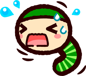 かわいい芋虫のイラスト_焦る2