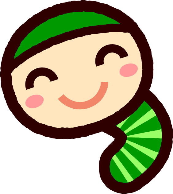 かわいい芋虫のイラスト_笑顔