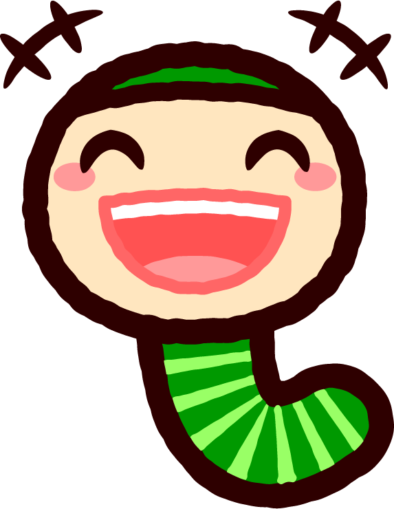 かわいい芋虫のイラスト_笑う