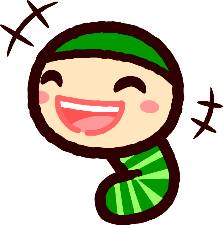 かわいい芋虫のイラスト_笑う2