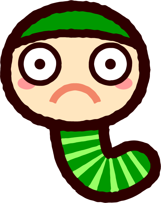 かわいい芋虫のイラスト_目を見開く