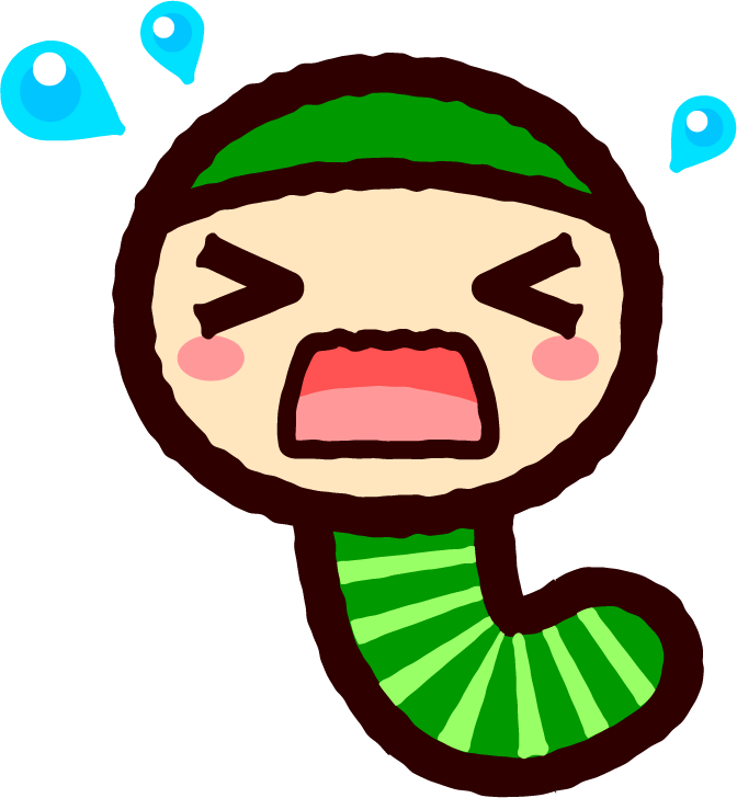 かわいい芋虫のイラスト_焦る