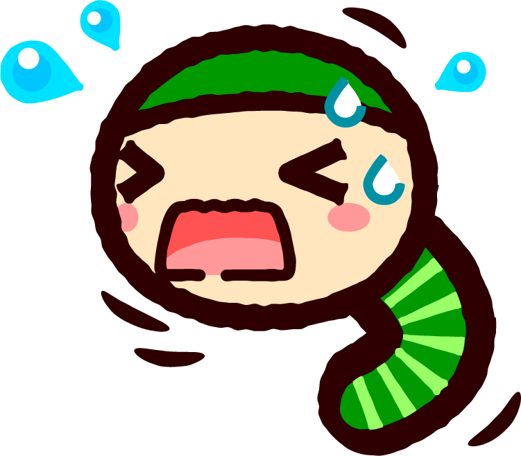 かわいい芋虫のイラスト_焦る2