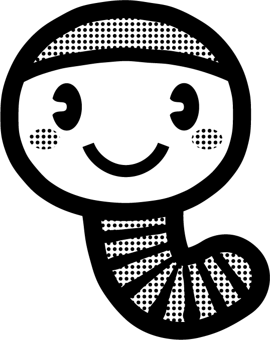 かわいい芋虫のイラスト_モノクロ（白黒）