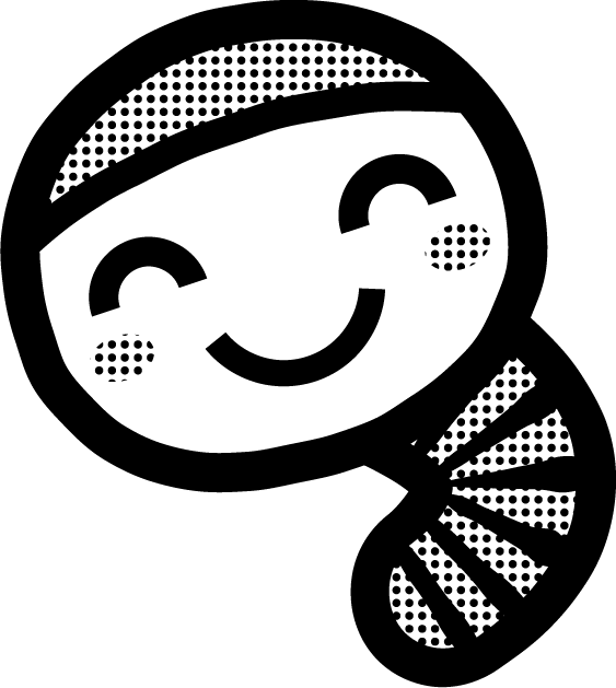 かわいい芋虫のイラスト_笑顔_モノクロ(白黒)