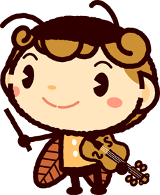 かわいいコウロギのイラスト_バイオリンを持つ