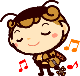 かわいいコウロギのイラスト_バイオリンを弾く