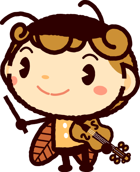 かわいいコウロギのイラスト_バイオリンを持つ