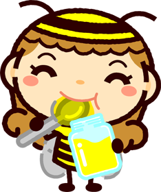 かわいいミツバチのイラスト_ハチミツを食べる
