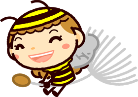 かわいいミツバチのイラスト_タンポポの綿毛