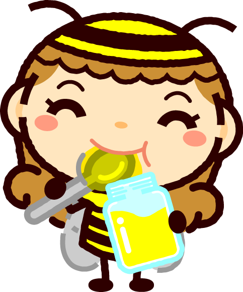 かわいいミツバチのイラスト_ハチミツを食べる