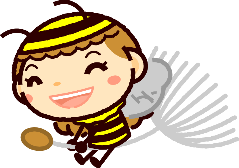 かわいいミツバチのイラスト_タンポポの綿毛