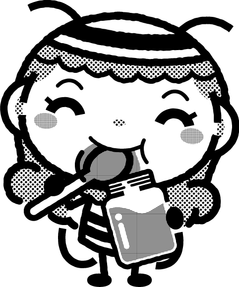 かわいいミツバチのイラスト_ハチミツを食べる_モノクロ(白黒)