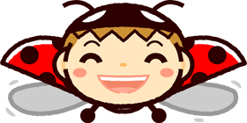 かわいいテントウムシのイラスト_飛ぶ_笑顔