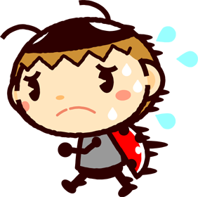 かわいいテントウムシのイラスト_急ぐ_汗
