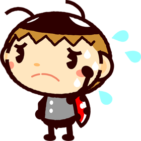かわいいテントウムシのイラスト_困った_汗